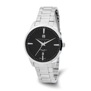 Kazi Luxury Mens Charles Hubert Stainless Steel Black Dial Watch